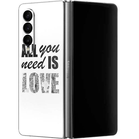 All You Need Is Love BW Galaxy Z Fold4 5G Skin
